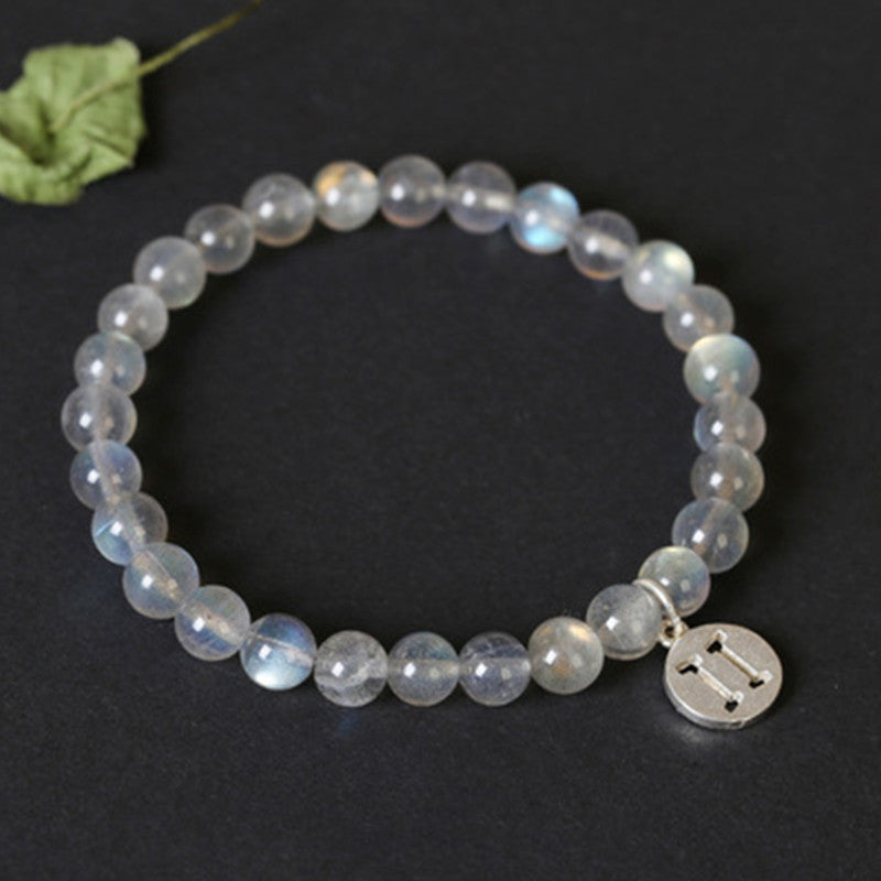 Armband met maansteen en de 12 sterrenbeelden van de dierenriem - image 0