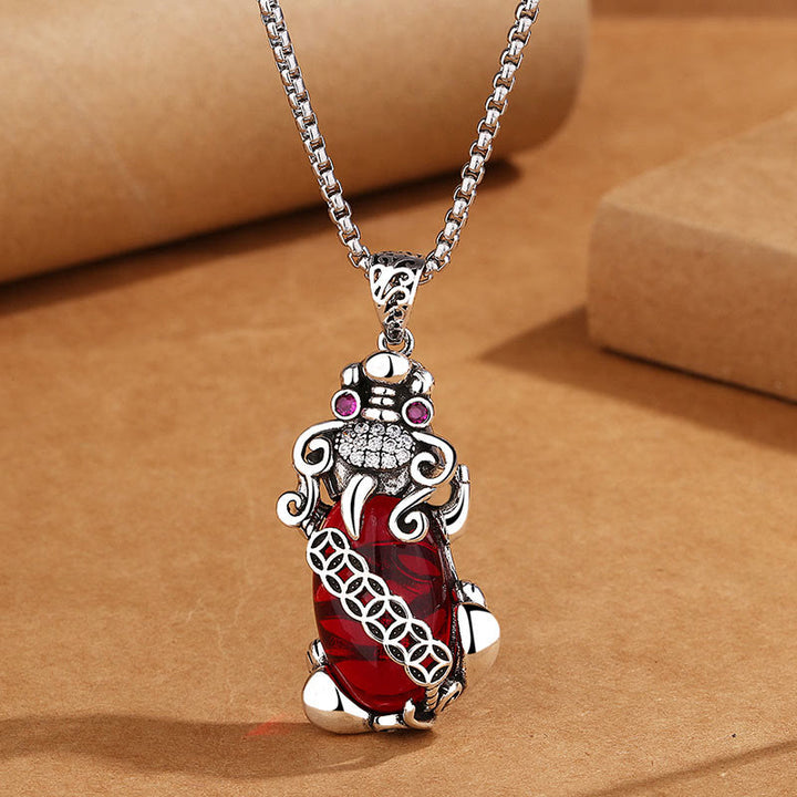 Buddha Stones PiXiu Garnet Koperen Munt Ketting Hanger - PiXiu&amp;Chain - image 0