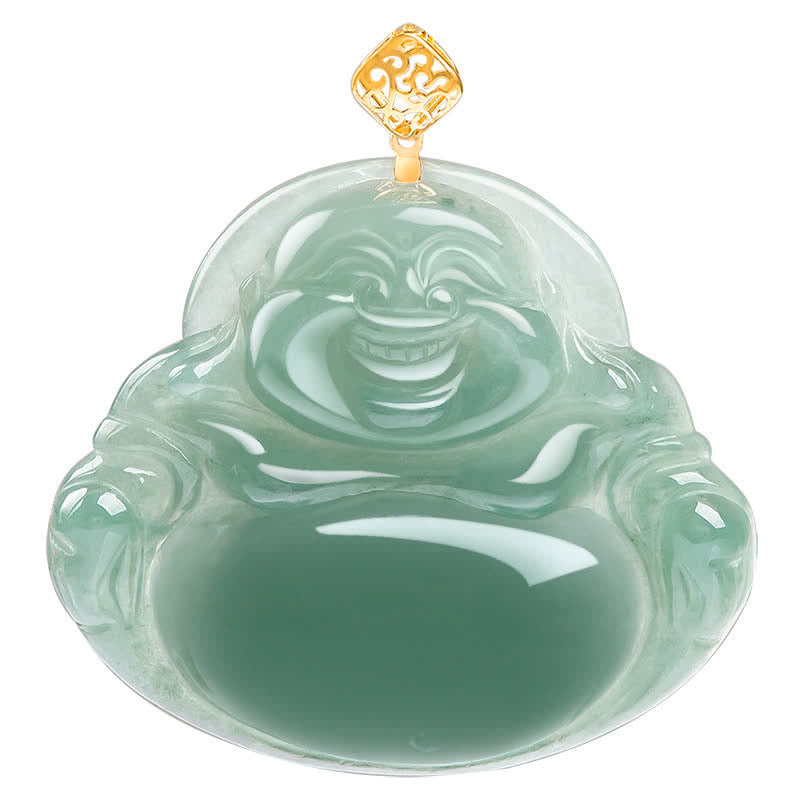 Buddha Stones Laughing Buddha Ketting van natuurlijke jade, symbool voor voorspoed en overvloed. - image 8
