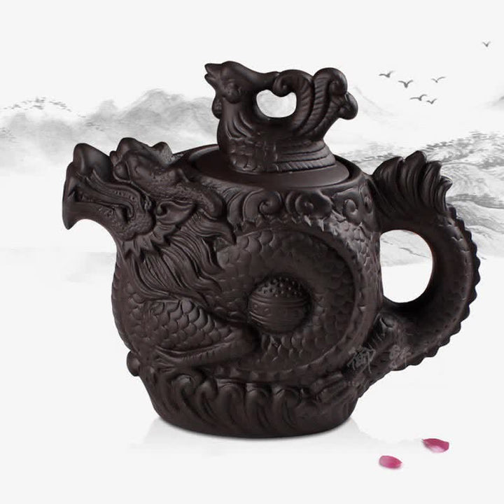 Vintage keramische theepot met draak en feniks - image 5