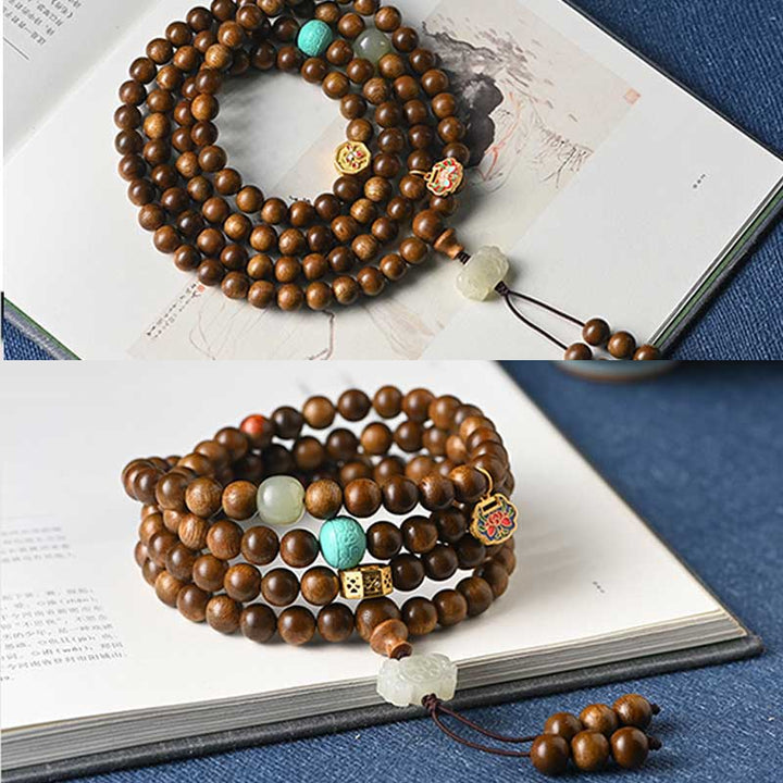 Buddha Stones Tibetaanse rozenhouten beschermende kalmerende Armband (Mala) - image 18