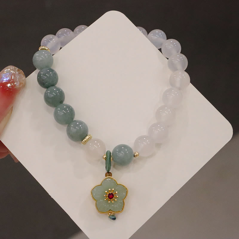 Buddha Stones Witte agaat jade lotusbloem vredesgesp Armband - image 7