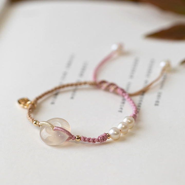 Buddha Stones Ronde chalcedoon vredesgesp positieve koord Armband - image 9