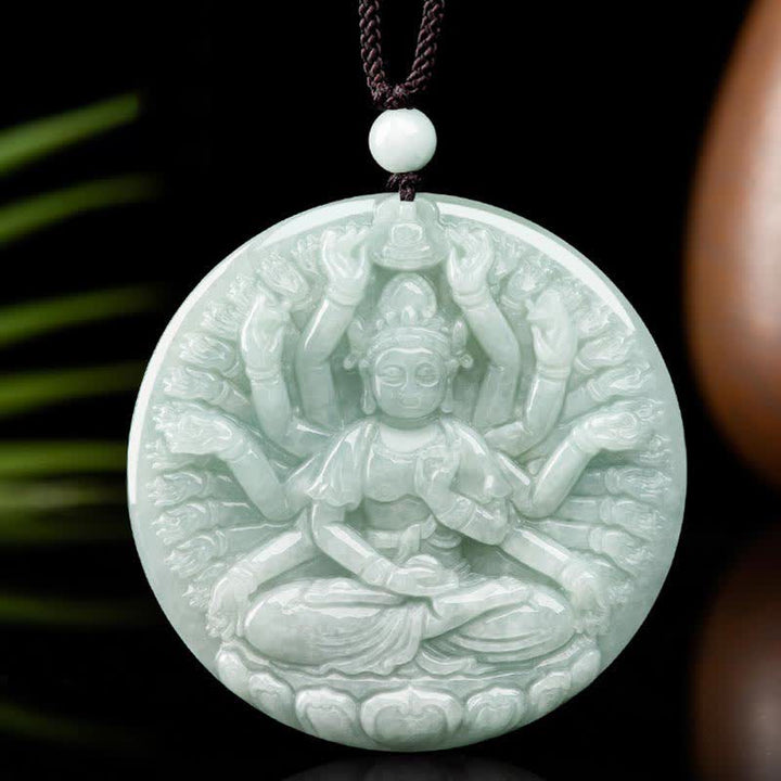 Buddha Stones Duizendhandige Kwan Yin Avalokitesvara Jade Ketting - Jade (Welvaart ♥ Overvloed) - image 0