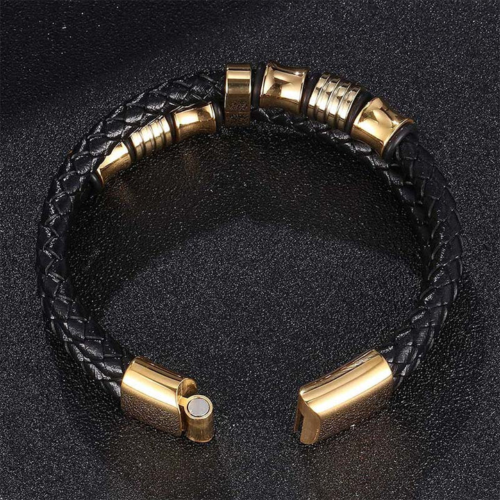 Buddha Stones Armband van gelaagd leer met weefpatroon - image 11