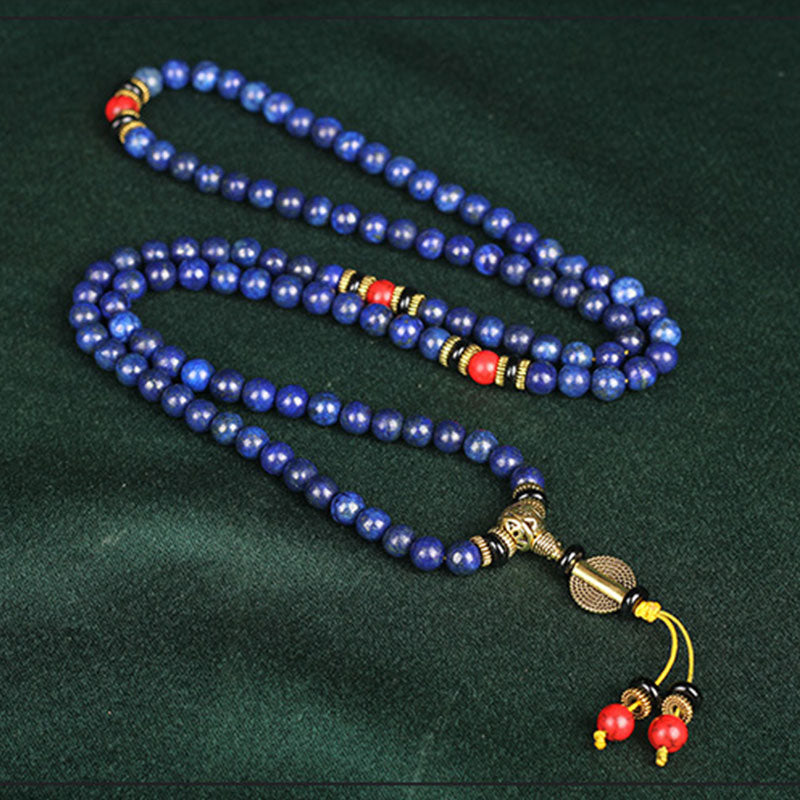 Buddha Stones Tibetaanse Mala Lapis Lazuli Lazuriet positieve Armband - image 1