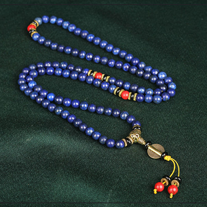 Buddha Stones Tibetaanse Mala Lapis Lazuli Lazuriet positieve Armband - image 1
