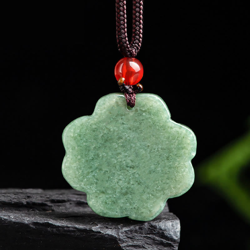 Buddha Stones Natuurlijke gelukshanger van jade met klavertje vier, symbool van voorspoed. - image 5