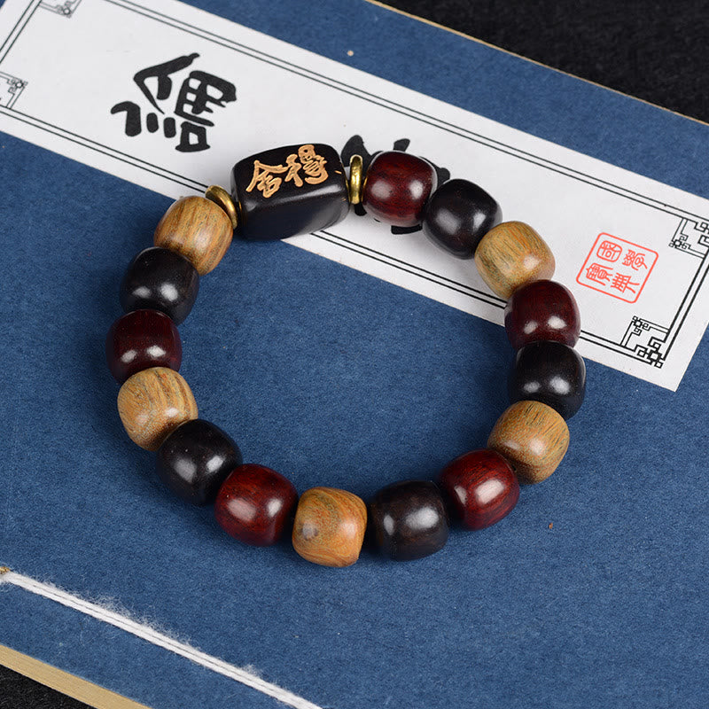 Buddha Stones Veelkleurige groene sandelhout ebbenhout rode sandelhout Armband - Houten kralen 12mm - image 0