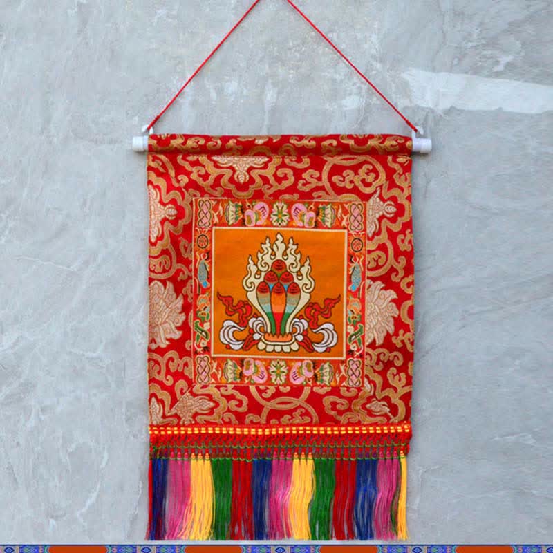 Vajra, gunstige symbolen, spirituele kracht, muurdecoratie - Het Chintamani-juweel - Oranje - image 10
