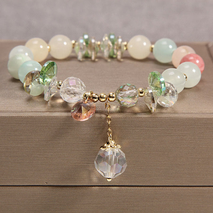 Buddha Stones Armband met vredesbedeltje in de vorm van een kattenoog, roze kristal - image 7