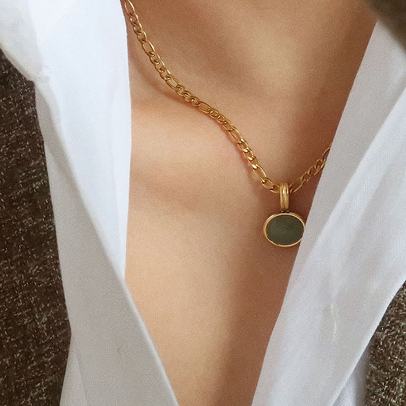 Ovale turquoise hanger van sterk titaniumstaal voor Ketting - image 4