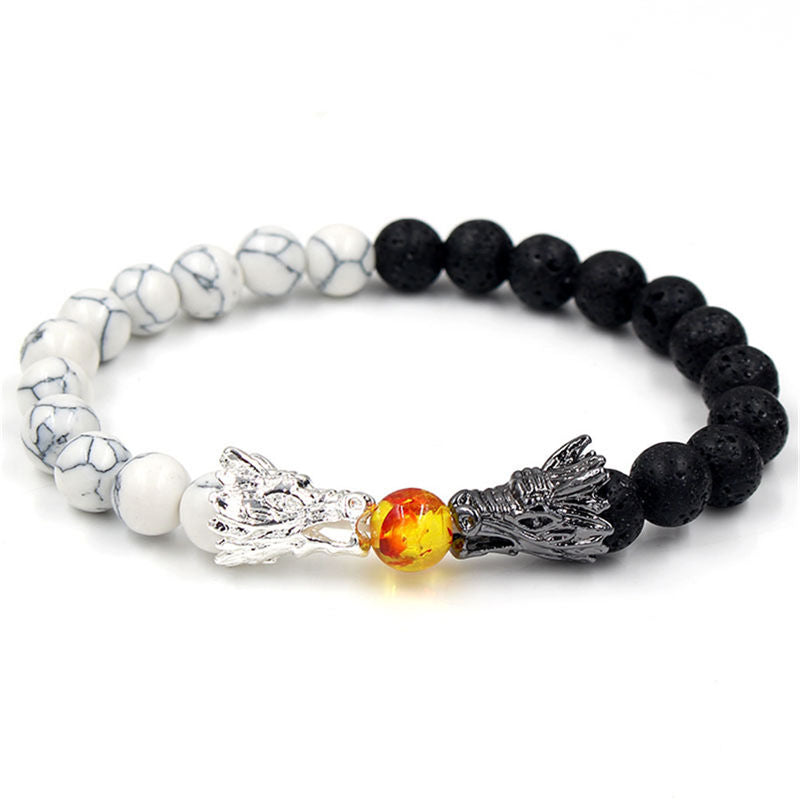 Buddha Stones Witte turkooizen lavasteen draak zegen Armband - image 1