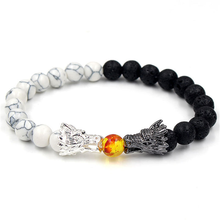 Buddha Stones Witte turkooizen lavasteen draak zegen Armband - image 1