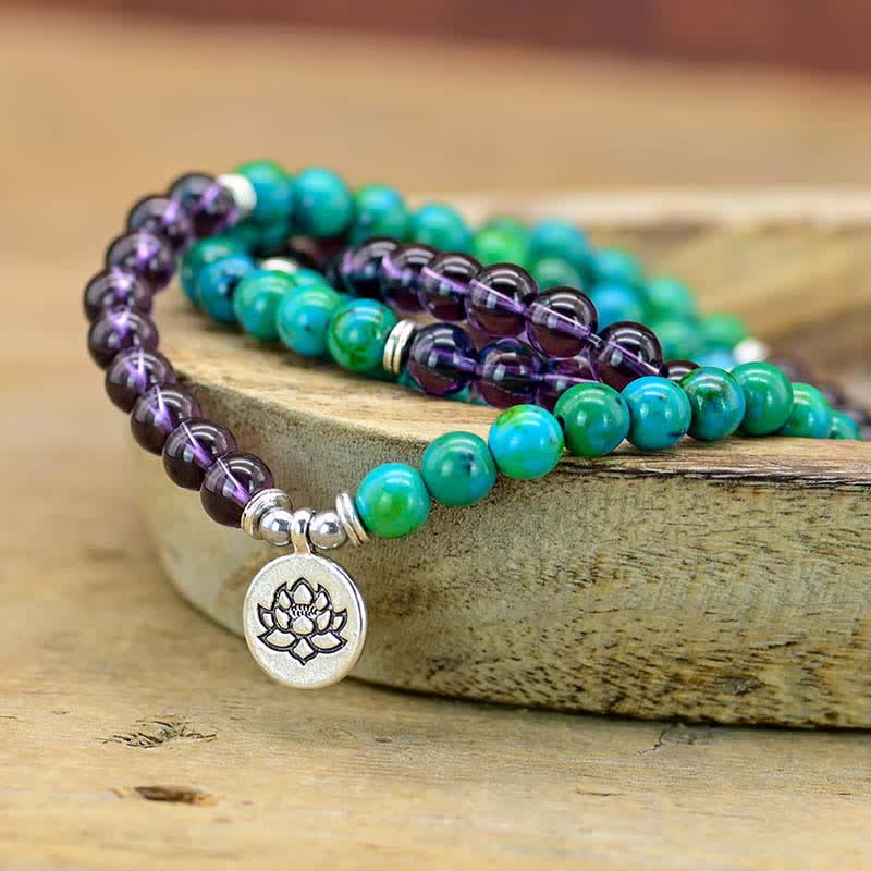 Buddha Stones Amethistgroene aventurijn spirituele lotus Armband - image 1