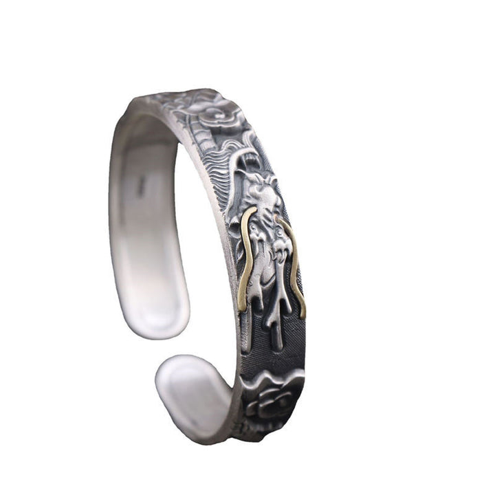 Buddha Stones 999 Sterling Zilveren Draken Kracht Bangle-armband - image 4
