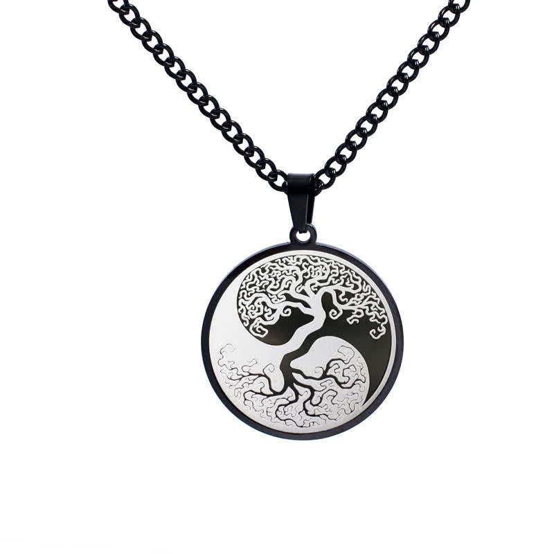 Buddha Stones De Levensboom Ketting van titaniumstaal - Zwart - image 2