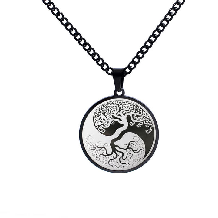 Buddha Stones De Levensboom Ketting van titaniumstaal - Zwart - image 2