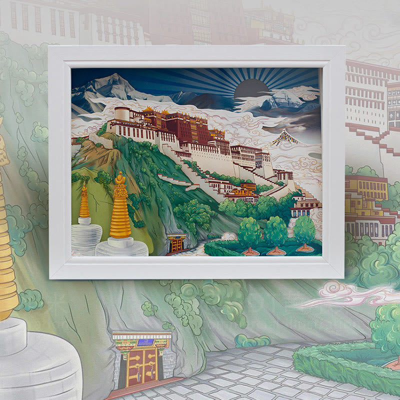 Tibet Potala Paleis Papieren LED-lamp met houtsnijwerk Kunstzinnige Nachtlampjes Creatieve LED-tafellamp - image 1