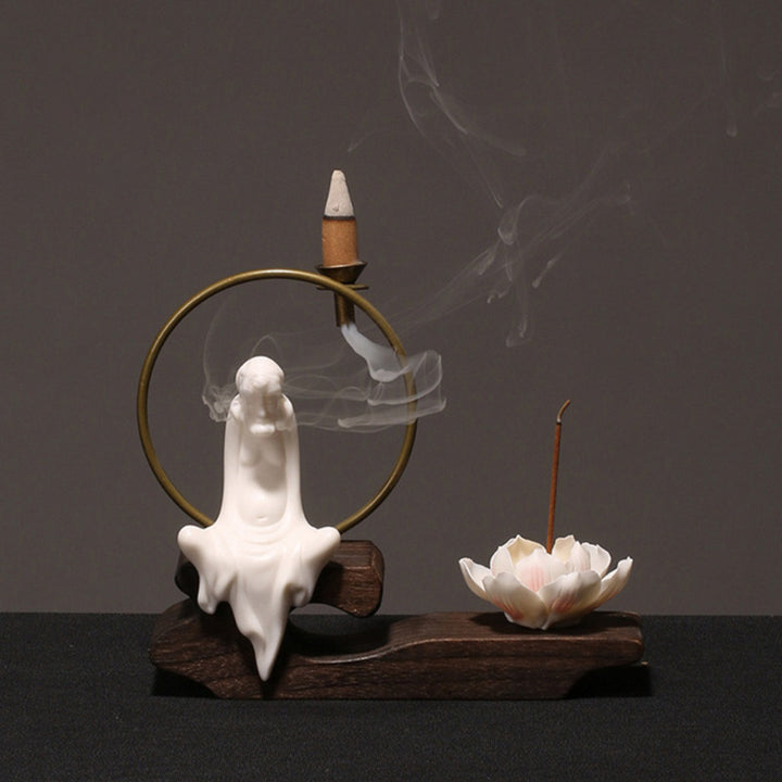 Buddha Stones Keramische lotusvormige wierookbrander voor Wierook meditatie. - Witte Dharma - image 10