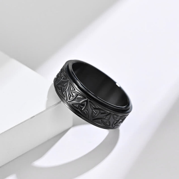 Buddha Stones Driehoekige knoop Triquetra titanium stalen draaibare Ring - image 7