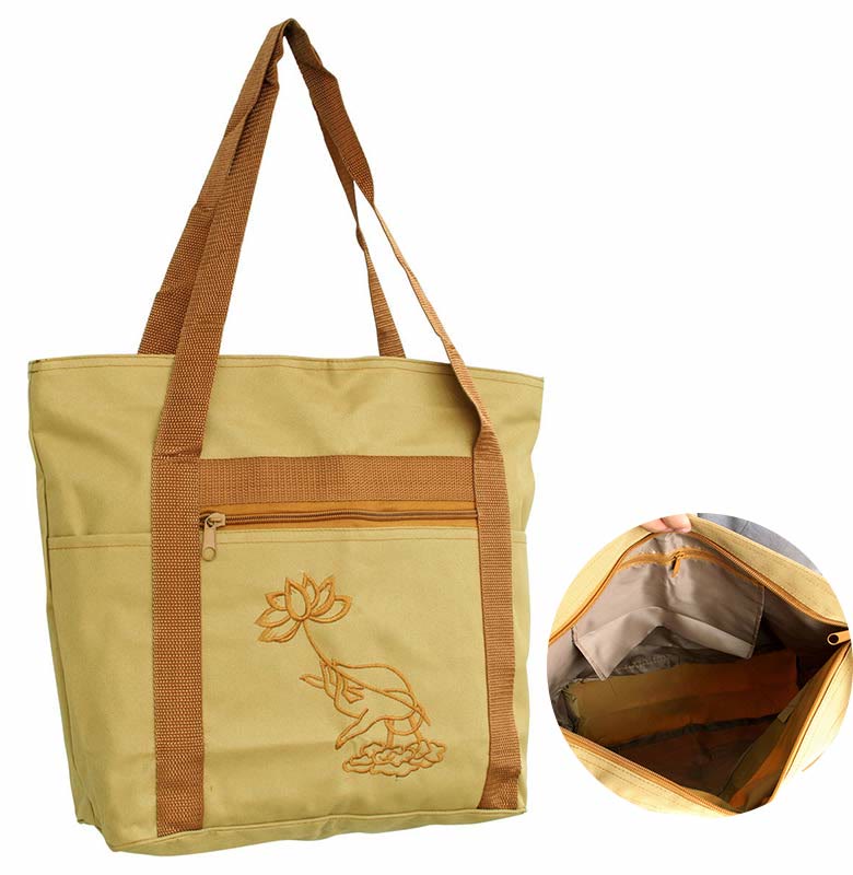 Spirituele Mind Oefening Lotus Borduurpatroon Canvas Schoudertas Shopper - image 1