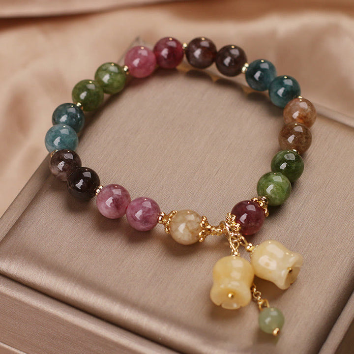 Buddha Stones Natuurlijke kleurrijke toermalijn bloemkralen Armband - image 3