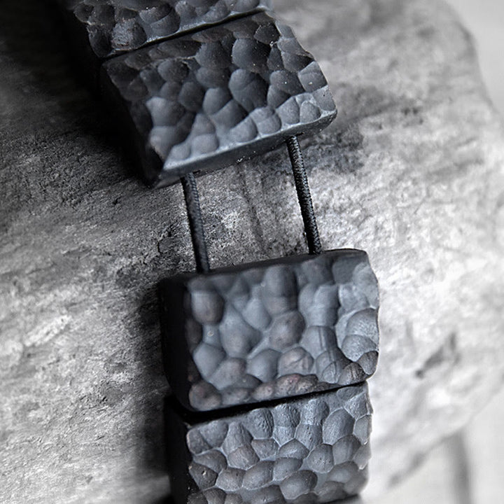 Buddha Stones Vintage Armband met ebbenhouten textuur en vredesmotief - image 3