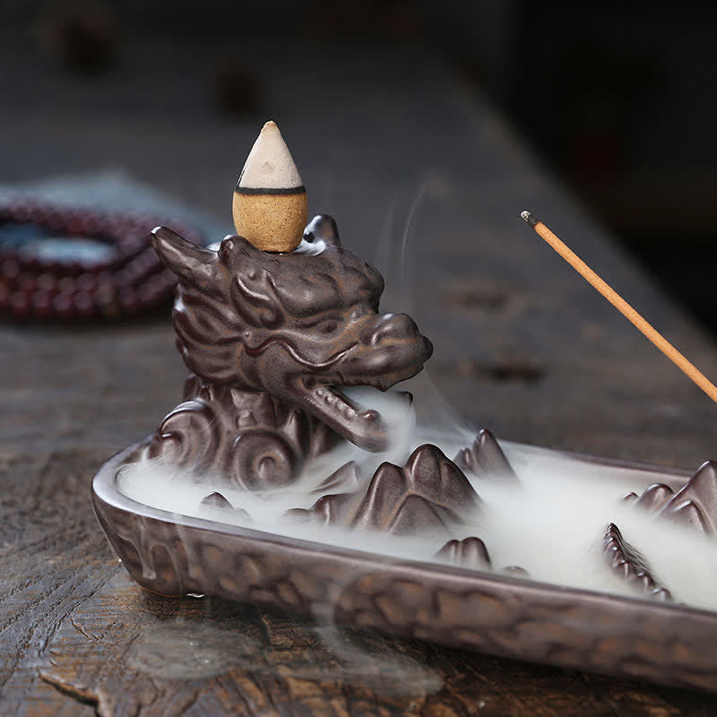 Buddha Stones Keramische Wierook met drakenberg-thema. - image 8