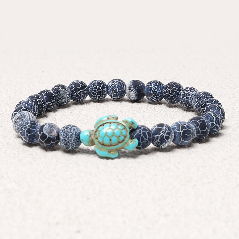 Buddha Stones Armband met natuurstenen afbeelding van een zeeschildpad en turkooizen zegenmotief - Verweerde steen - image 12