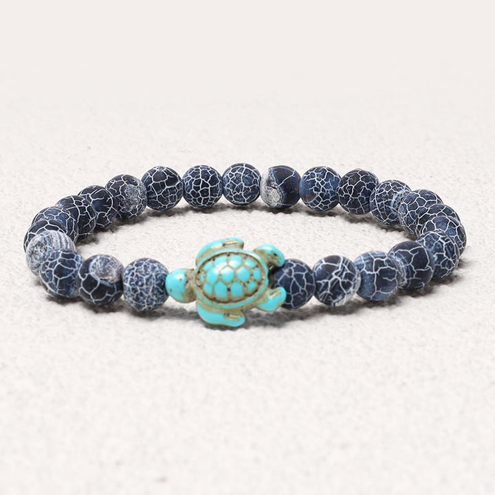 Buddha Stones Armband met natuurstenen afbeelding van een zeeschildpad en turkooizen zegenmotief - Verweerde steen - image 12