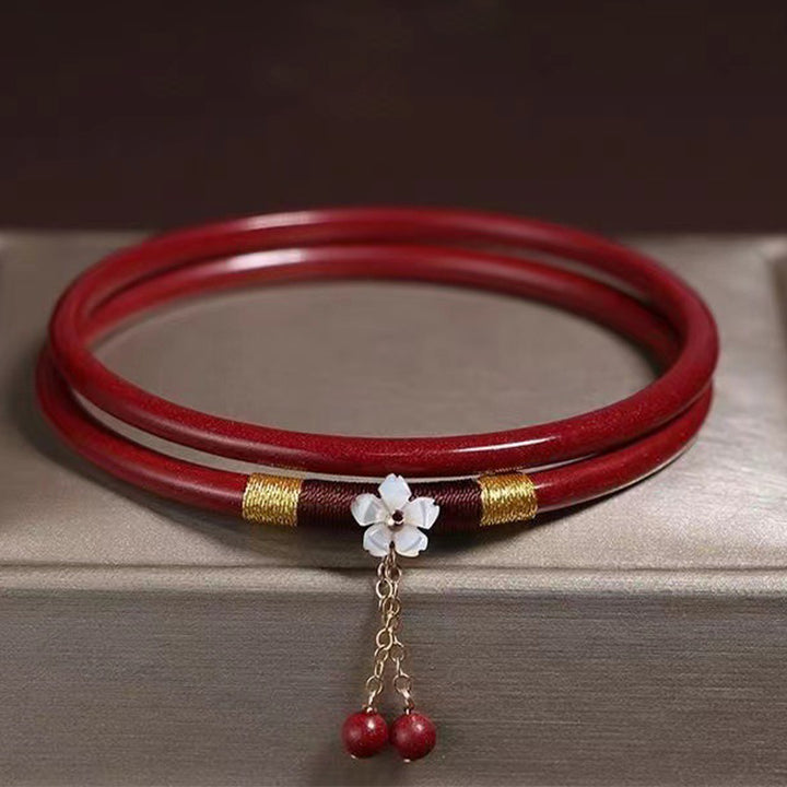 Buddha Stones 2 stuks Cinnabar Flower Blessing Bangle Charm Armband - image 2