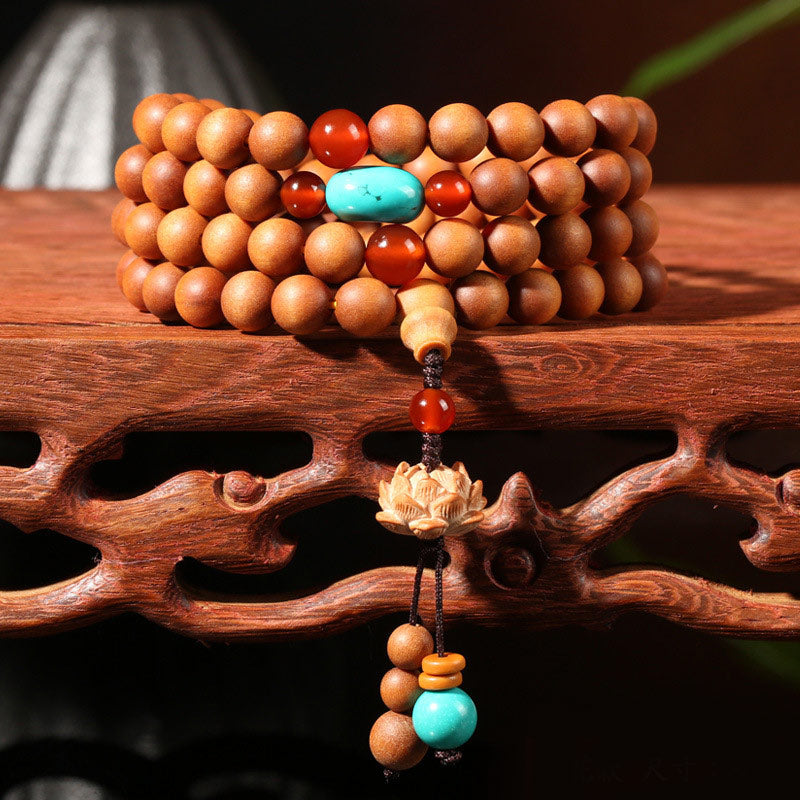 Buddha Stones Tibetaanse sandelhouten lotus verlichtingsamulet Mala Armband - 8mm* 108 - image 0
