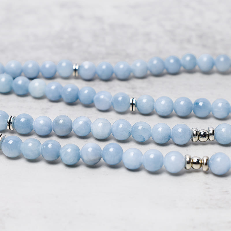 Buddha Stones Mala armband met 108 aquamarijnkralen voor helende Armband - image 3