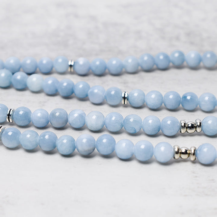 Buddha Stones Mala armband met 108 aquamarijnkralen voor helende Armband - image 3