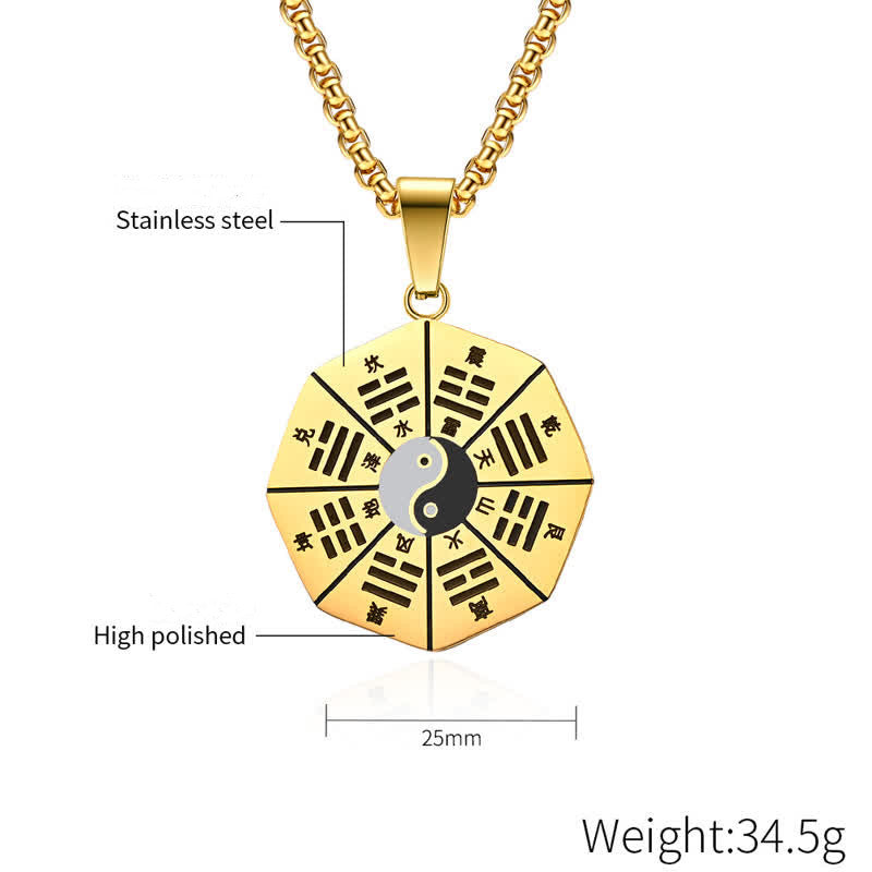 Buddha Stones Bagua Yin Yang Balans Ketting van titaniumstaal - image 6