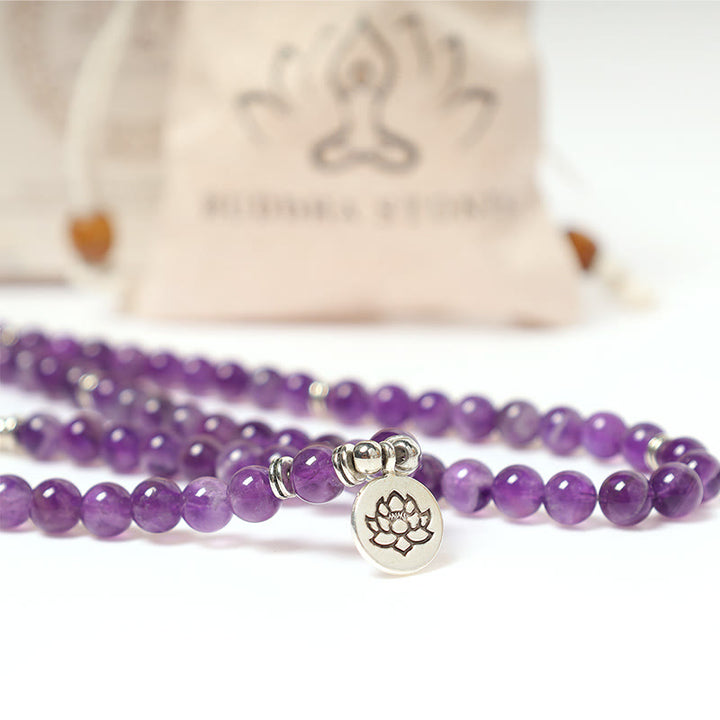 Buddha Stones Natuurlijke amethist zuiveringsmala - Armband - image 8