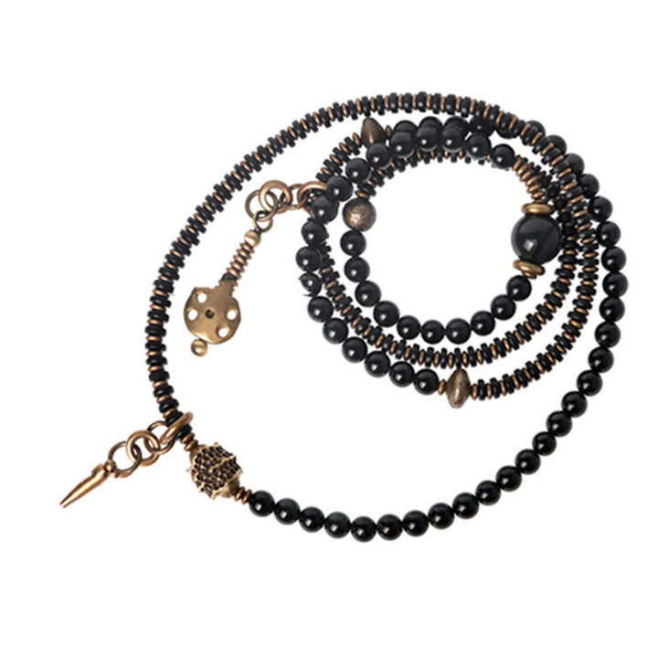 Buddha Stones Regenboog Obsidiaan Ebbenhout Koper Positieve Meerlaagse Armband - image 14