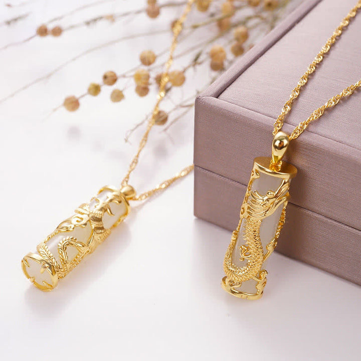 Buddha Stones Jade Draak Feniks Koperen Zegen Harmonie Ketting - image 0