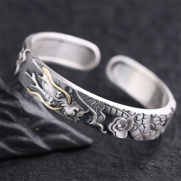 Buddha Stones 999 Sterling Zilveren Draken Kracht Bangle-armband - DRAAK (Geluk ♥ Kracht) - image 0