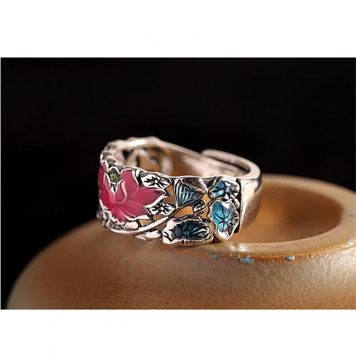 Buddha Stones 925 Sterling Zilveren Lotus Koi Vis Ring - image 5