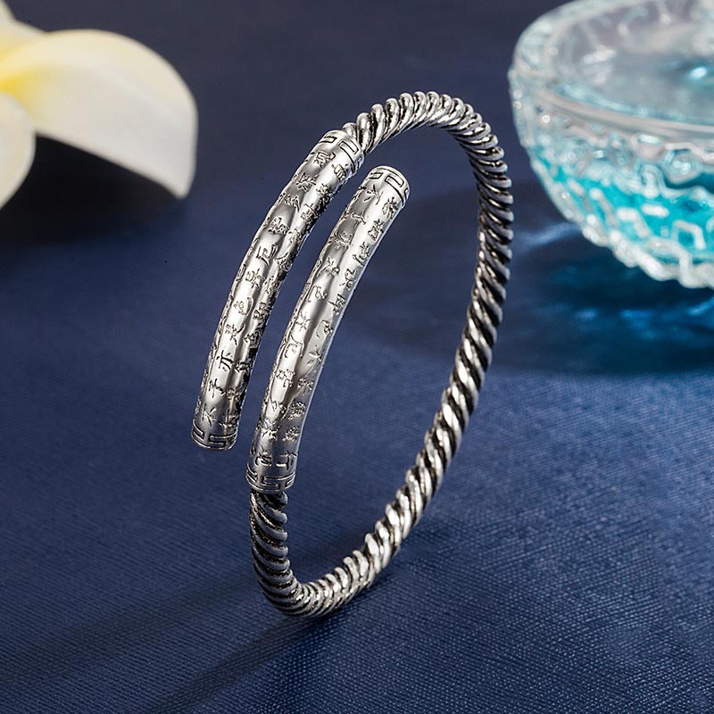 Buddha Stones Tibetaanse Hartsoetra Armband van wit koper met bedeltje - Wit koper - image 0