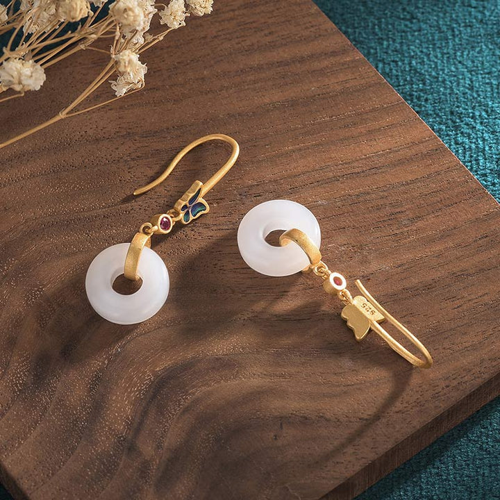 Feng Shui witte jade vlinder Oorbellen - image 4