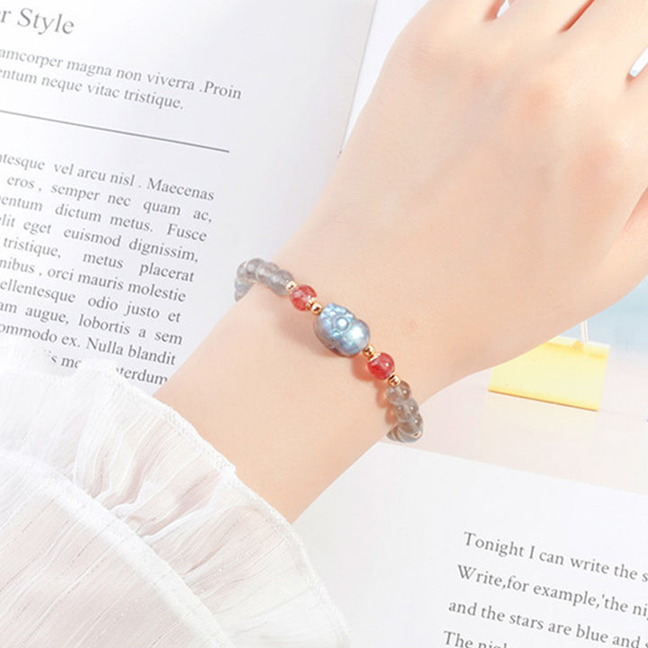 Buddha Stones Maansteen Aardbeikwarts PiXiu Genezende Armband - image 2