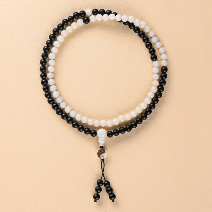 Buddha Stones Ebbenhouten YinYang Ketting Mala - image 6