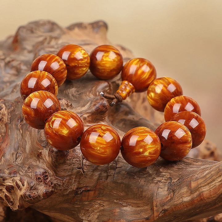 Buddha Stones Gouden Zeewilg Succes Positieve Armband Mala - 15 mm - image 0