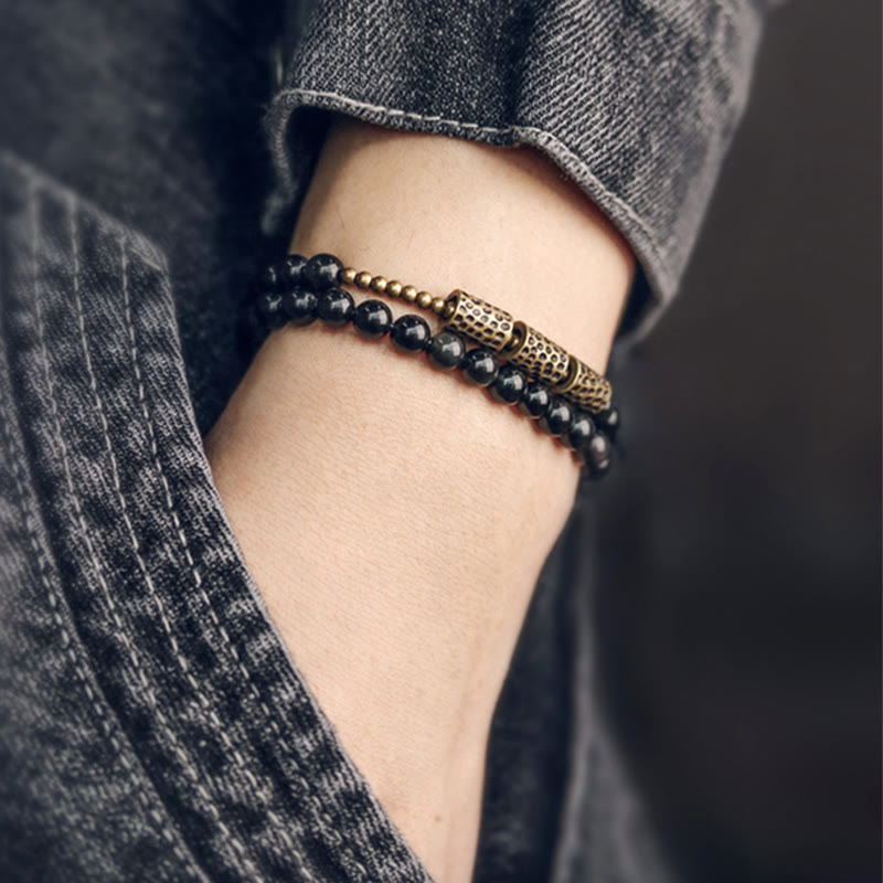 Buddha Stones Regenboog Obsidiaan Koperen Liefde Dubbele Armband - image 2