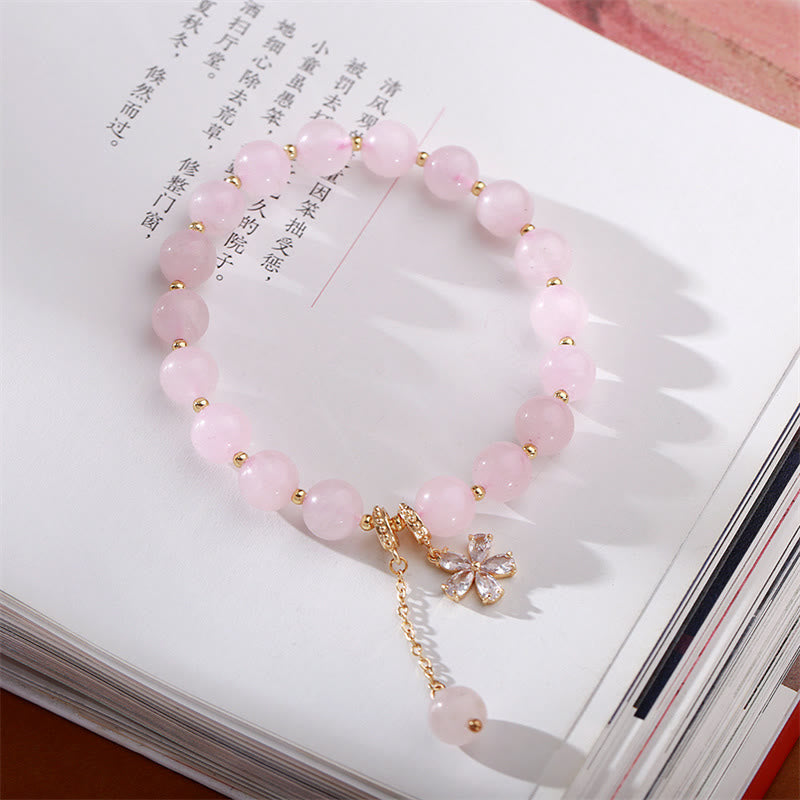 Buddha Stones Natuurlijke roze kristallen Armband met pruimenbloesemmotief - Roze kristal (Verzachtend♥Warmte) - image 0