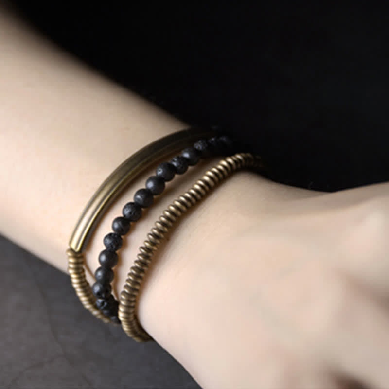 Buddha Stones Vintage lavasteen koperen Armband - image 3