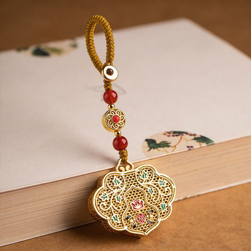 Buddha Stones Sleutelhanger met gelukssymbool en slotje van het Fu-personage. - image 1